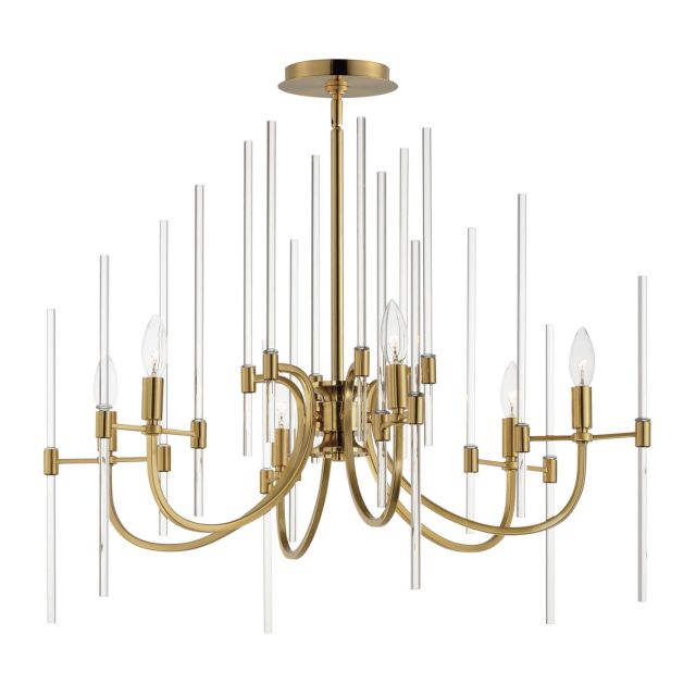 Maxim Lighting 38407CLHR Divine 6 Light 30 inch Multi-Tier Chandelier in Heritage with Clear Glass Rods