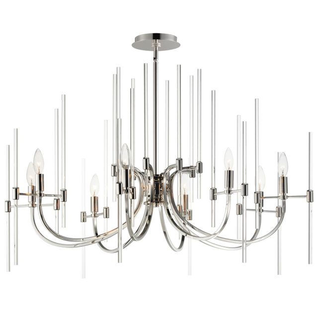 Maxim Lighting 38408CLPN Divine 8 Light 38 inch Multi-Tier Chandelier in Polished Nickel with Clear Glass Rods