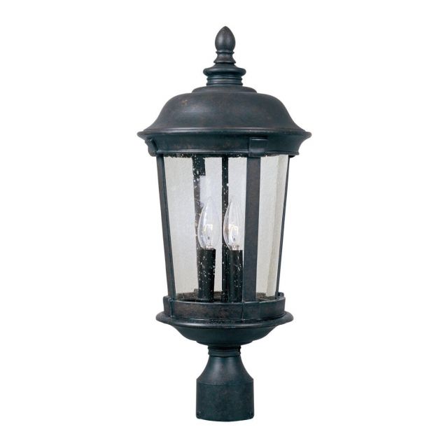 Maxim Lighting 40091CDBZ Dover VX 3 Light 21 inch Tall Outdoor Pole-Post Lantern in Bronze with Seedy Glass