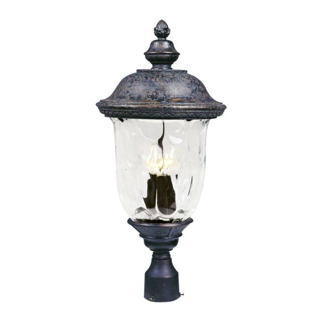 Maxim Lighting Carriage House VX 3 Light 27 inch Tall Outdoor Pole-Post Mount in Oriental Bronze with Water Glass 40420WGOB