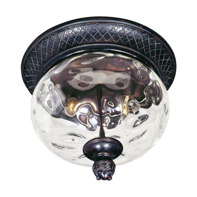Maxim Lighting Carriage House VX 2 Light 12 inch Outdoor Flush Mount in Oriental Bronze with Water Glass 40429WGOB