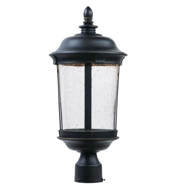 Maxim Lighting 55021CDBZ Dover LED 21 inch Tall LED Outdoor Pole-Post Lantern in Bronze with Seedy Glass