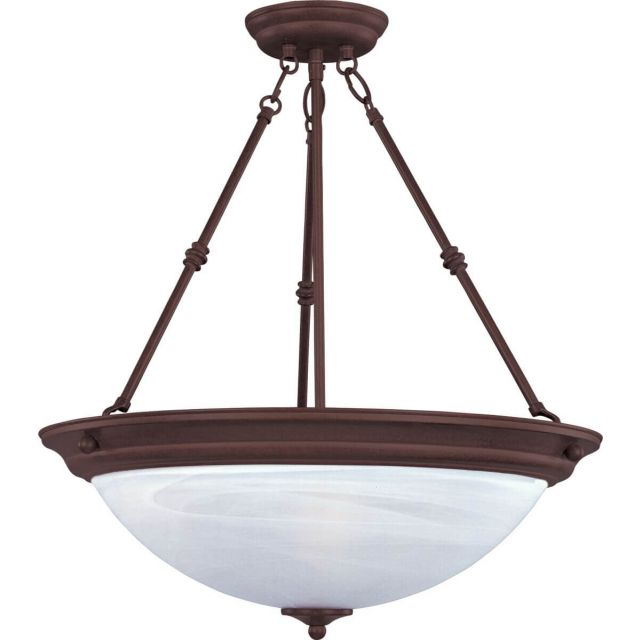 Maxim Lighting 5845MROI Essentials - 584x 3 Light 15 inch Invert Bowl Pendant in Oil Rubbed Bronze with Marble Glass