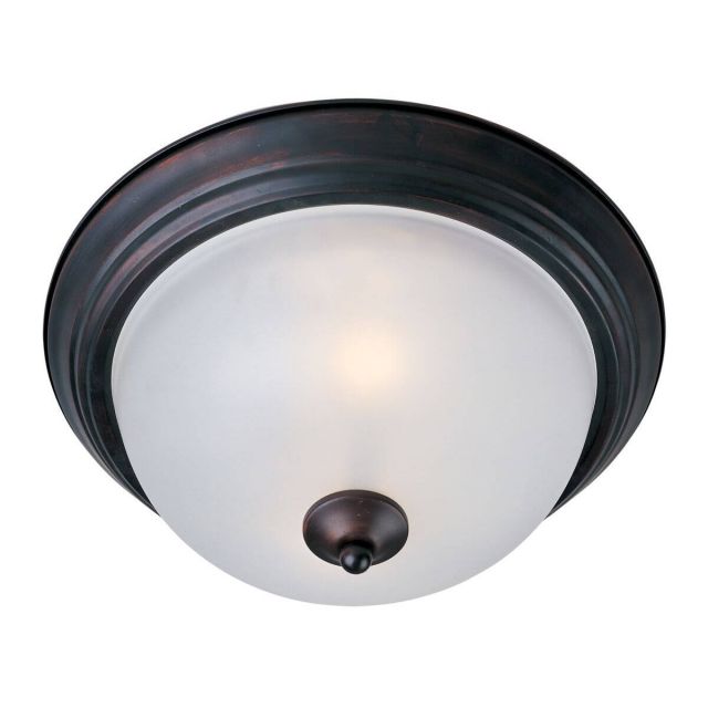 Maxim Lighting Essentials - 584x 2 Light 12 Inch Flush Mount in Oil Rubbed Bronze with Frosted Glass 5849FTOI