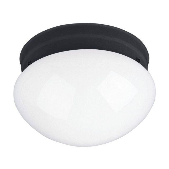 Maxim Lighting 5880WTBK Essentials - 588x 1 Light 8 Inch Flush Mount in Black with White Glass