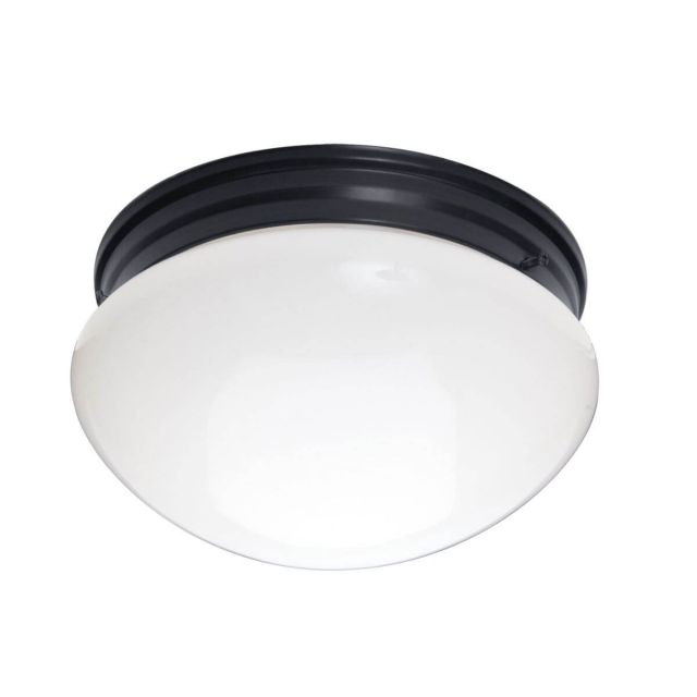 Maxim Lighting 5881WTBK Essentials - 588x 2 Light 9 Inch Flush Mount in Black with White Glass