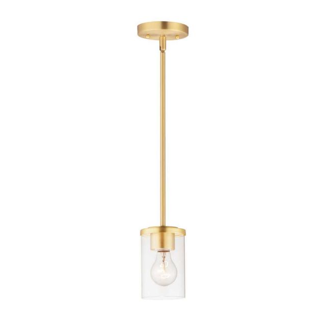 Maxim Lighting 90200CLSBR Corona 1 Light 5 inch Mini Pendant in Satin Brass with Clear Glass