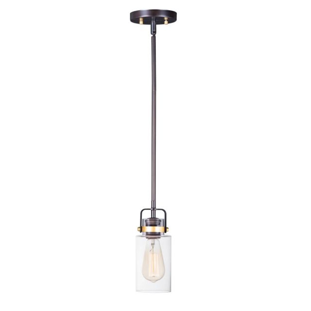 Maxim Lighting 91070CLBZGLD Magnolia 1-Light 5 inch Mini Pendant in Bronze-Gold with Clear Glass