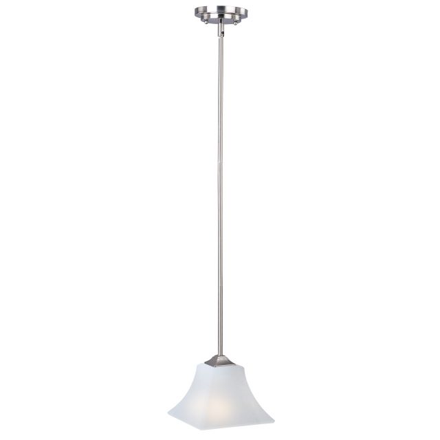 Maxim Lighting 92090FTSN Aurora 1 Light 8 Inch Pendant In Satin Nickel With Frosted Glass Shade