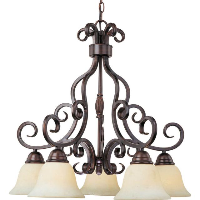 Maxim Lighting 12206FIOI Manor 5 Light 26 Inch Chandelier In Oil Rubbed Bronze With Frosted Ivory Glass Shade