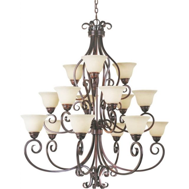 Maxim Lighting Manor 15 Light 45 Inch Chandelier In Oil Rubbed Bronze With Frosted Ivory Glass Shade 12209FIOI