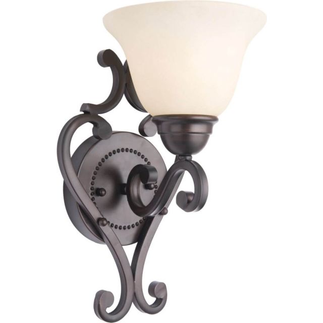 Maxim Lighting Manor 1 Light 14 Inch Tall Wall Sconce In Oil Rubbed Bronze With Frosted Ivory Glass Shade 12211FIOI