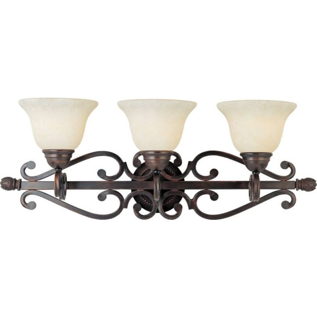 Maxim Lighting 12213FIOI Manor 3 Light 29 Inch Bath Vanity In Oil Rubbed Bronze With Frosted Ivory Glass Shade