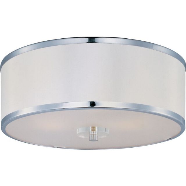 Maxim Lighting Metro 3 Light 16 Inch Semi-Flush Mount In Polished Chrome With Beveled Crystal Glass And Fabric Shade 39821BCWTPC
