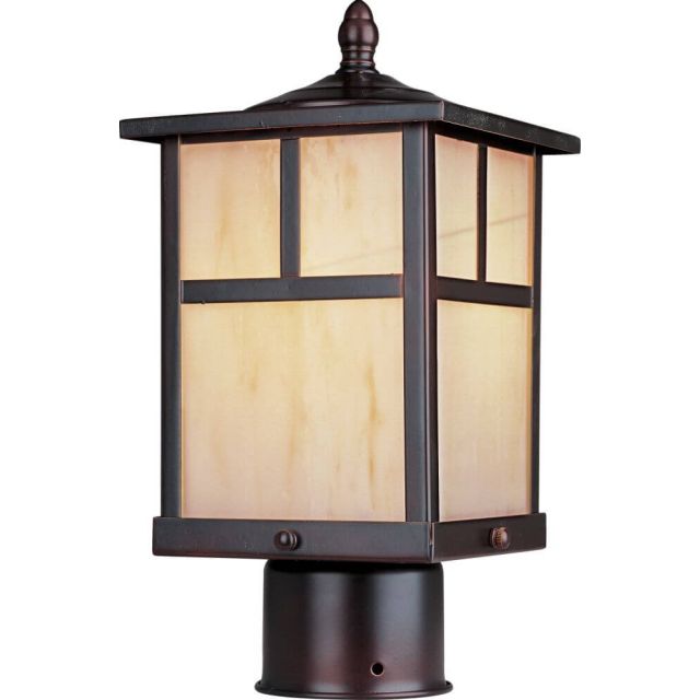 Maxim Lighting 4055HOBU Coldwater 1 Light 12 Inch Tall Outdoor Pole-Post Lantern In Burnished With Honey Glass Shade