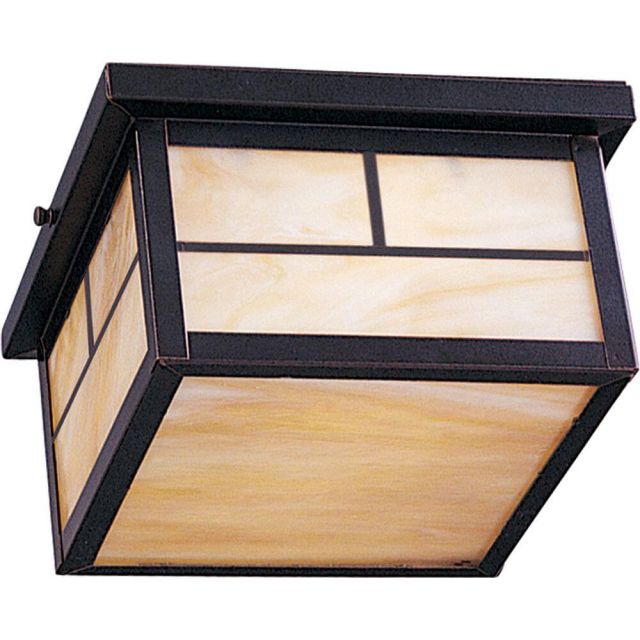 Maxim Lighting 4059HOBU Coldwater 2 Light 9 Inch Outdoor Ceiling Mount In Burnished With Honey Glass Shade