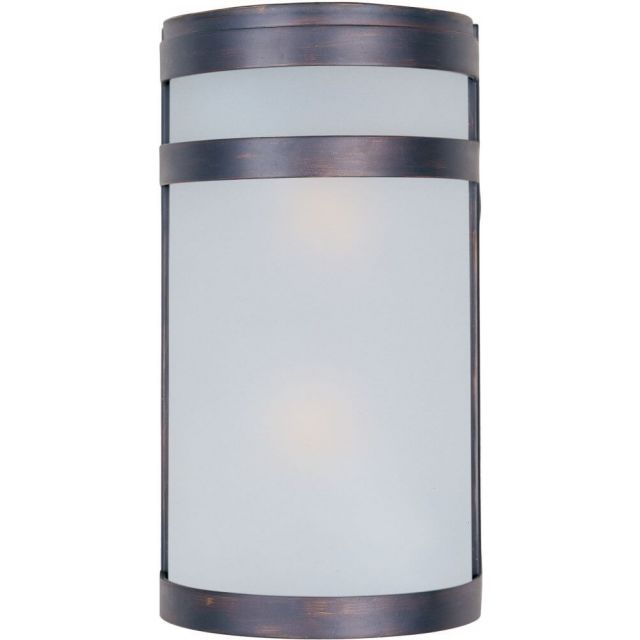 Maxim Lighting 5002FTOI Arc 2 Light 12 Inch Tall Outdoor Wall Lantern In Oil Rubbed Bronze With Frosted Glass Shade