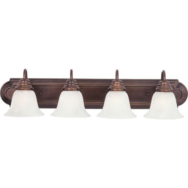 Maxim Lighting Essentials 4 Light 30 Inch Bath Vanity In Oil Rubbed Bronze With Marble Glass Shade 8014MROI