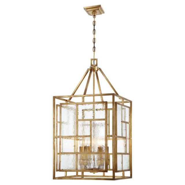 Metropolitan N6476-293 Edgemont Park 6 Light 18 Inch Pendant In Pandora Gold Leaf With Clear Seedy Glass Shade