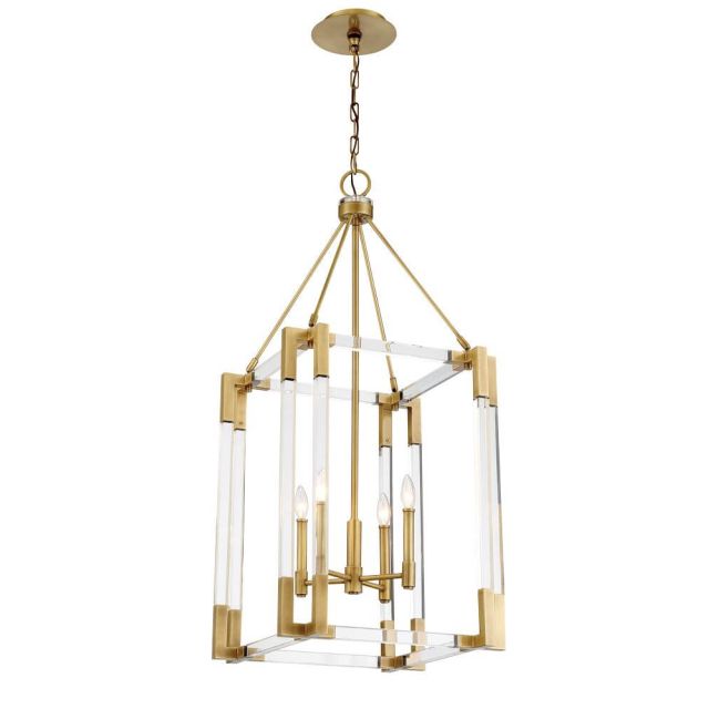 Metropolitan Prima Vista 4 Light 15 inch Pendant in Aged Antique Brass with Visual of Acrylic N7351-790