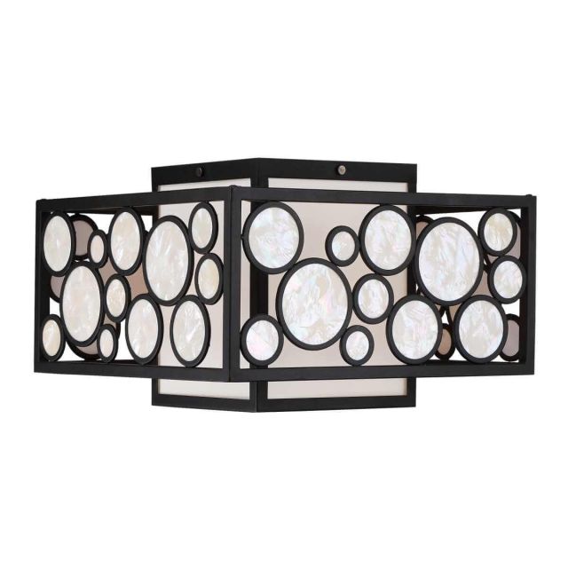 Metropolitan Mosaic 2 Light 15 inch Flush Mount in Oil Rubbed Bronze with White Linen Cloth Shade N7752-143
