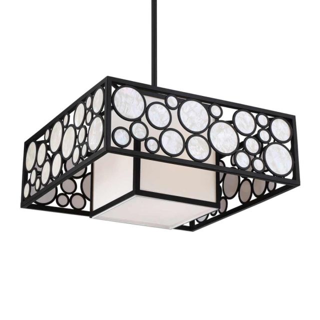 Metropolitan Mosaic 2 Light 21 inch Pendant in Oil Rubbed Bronze with White Linen Cloth Shade N7753-143