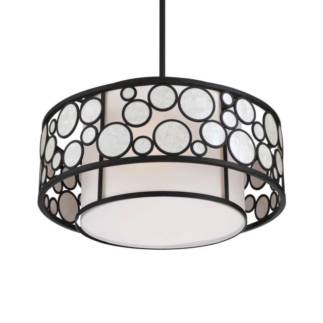 Metropolitan N7754-143 Mosaic 4 Light 24 inch Pendant in Oil Rubbed Bronze with White Linen Cloth Shade