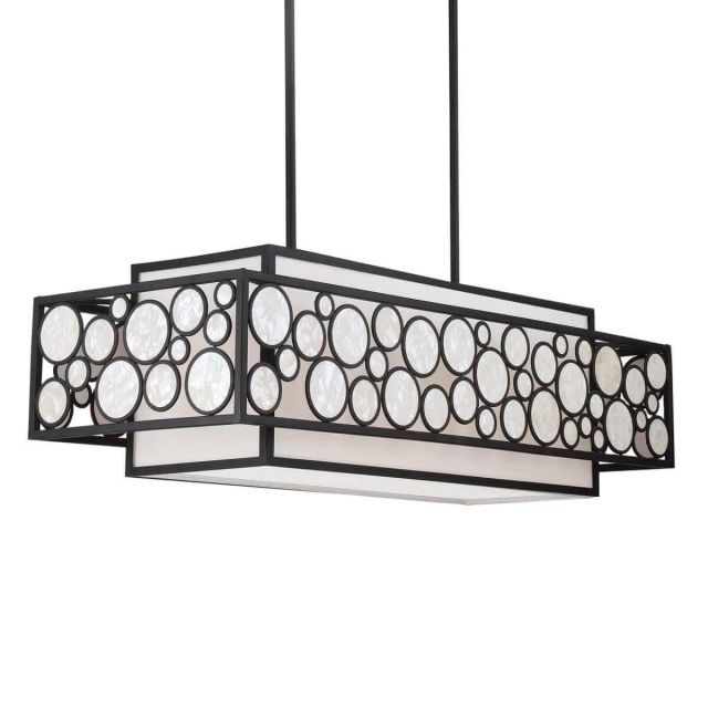 Metropolitan N7755-143 Mosaic 4 Light 42 inch Island Light in Oil Rubbed Bronze with White Linen Cloth Shade