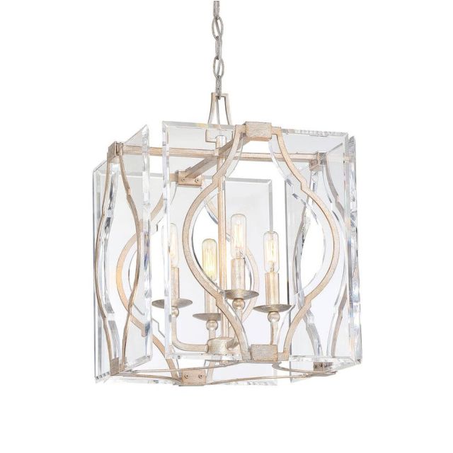Metropolitan N7763-683 Brenton Cove 4 Light 14 Inch Pendant in Gold Mist Gold Leaf with Clear Acrylic