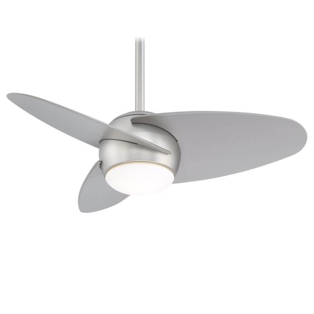Minka Aire F410L-BS Slant 36 Inch WiFi Capable LED Ceiling Fan in Brushed Steel with Silver Blades