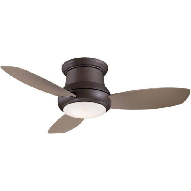 Minka Aire Concept II 44 inch WiFi Capable Flush Mount LED Ceiling Fan In Oil Rubbed Bronze Taupe Blade And White Opal Glass Shade - F518L-ORB
