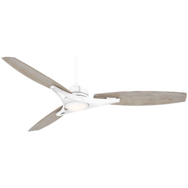 Minka Aire Molino 65 inch 3 Blade Smart LED Outdoor Ceiling Fan in Flat White with Bleached Wood Blade F742L-WHF