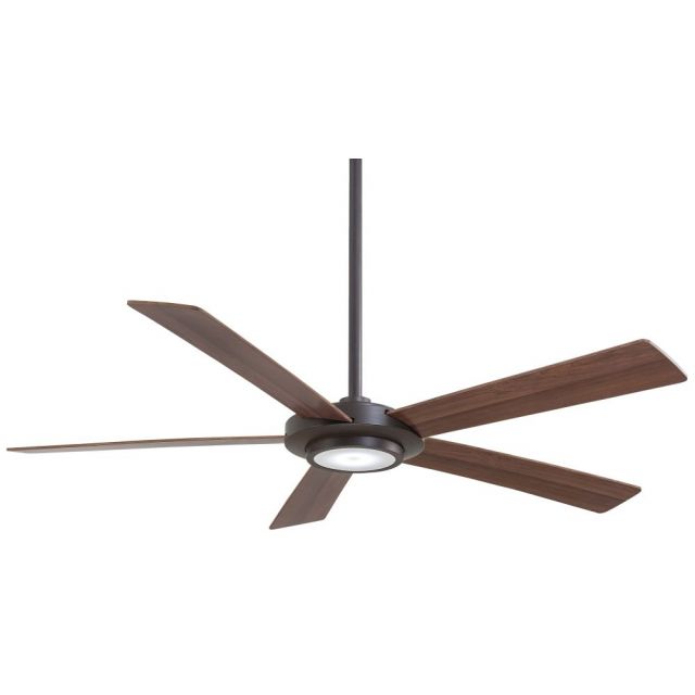 Minka Aire F745-ORB Sabot 52 Inch WiFi Capable LED Ceiling Fan In Oil Rubbed Bronze With Medium Maple-Dark Maple Blade And Frosted White Glass And Lens Shade