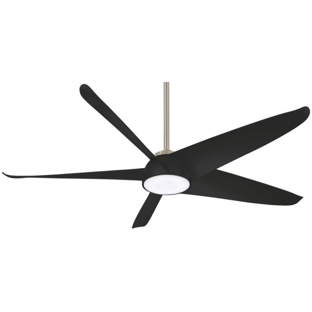 Minka Aire F771L-BN/CL Ellipse 60 inch 5 Blade Smart LED Ceiling Fan in Brushed Nickel with Coal Blade