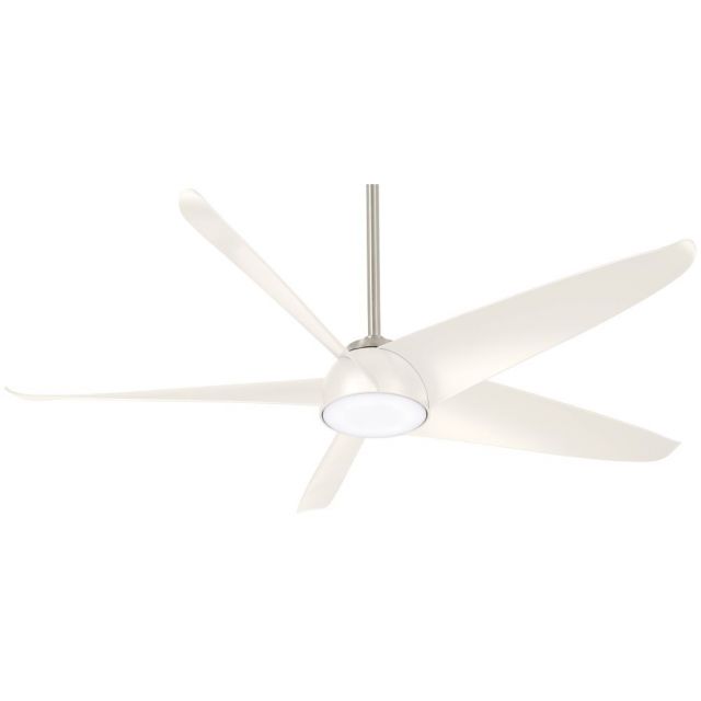 Minka Aire F771L-BN/WH Ellipse 60 inch 5 Blade Smart LED Ceiling Fan in Brushed Nickel with White Blade