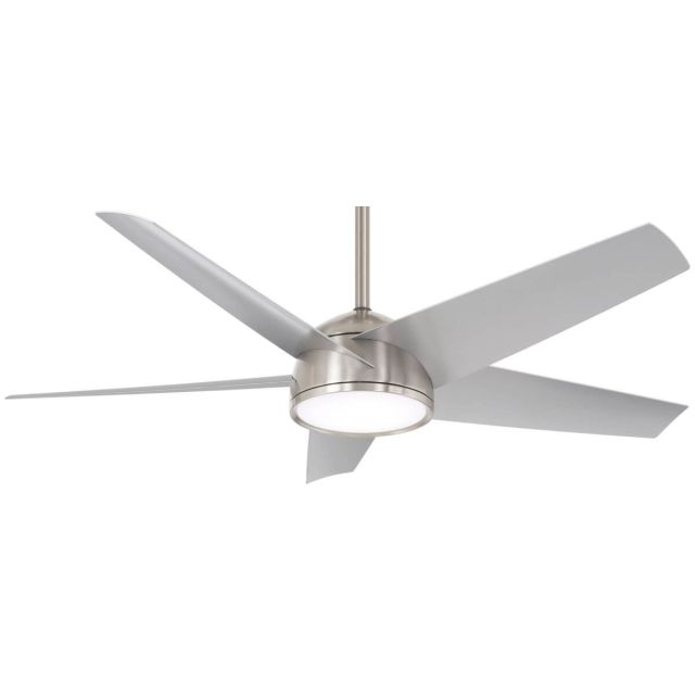 Minka Aire F781L-BNW Chubby 58 inch 5 Blade Smart LED Outdoor Ceiling Fan in Brushed Nickel with Silver Blade