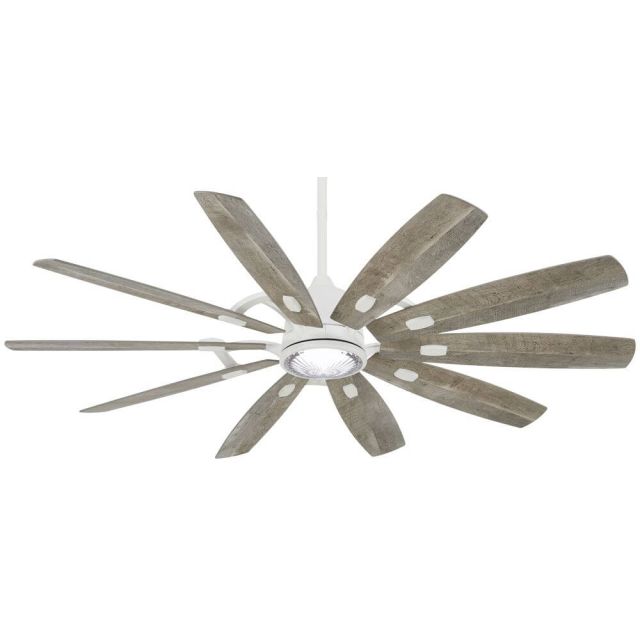 Minka Aire Barn 65 inch 10 Blade Smart LED Ceiling Fan in Flat White with Savannah Gray Blade F864L-WHF/SVG