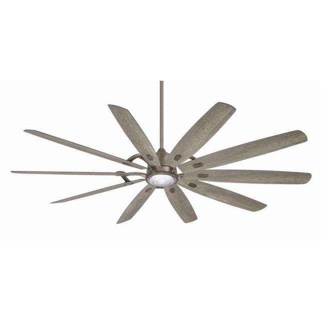 Minka Aire Barn 84 inch 10 Blade Smart LED Outdoor Ceiling Fan in Burnished Nickel with Savannah Gray Blade F865L-BNK