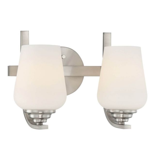 Minka Lavery 1922-84 Shyloh 2 Light 14 inch Bath Light in Brushed Nickel with Etched Opal Glass