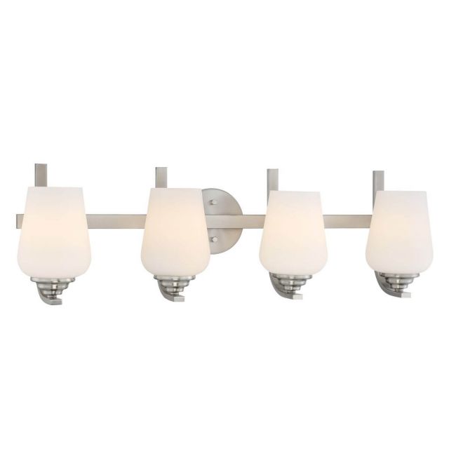 Minka Lavery 1924-84 Shyloh 4 Light 31 inch Bath Light in Brushed Nickel with Etched Opal Glass