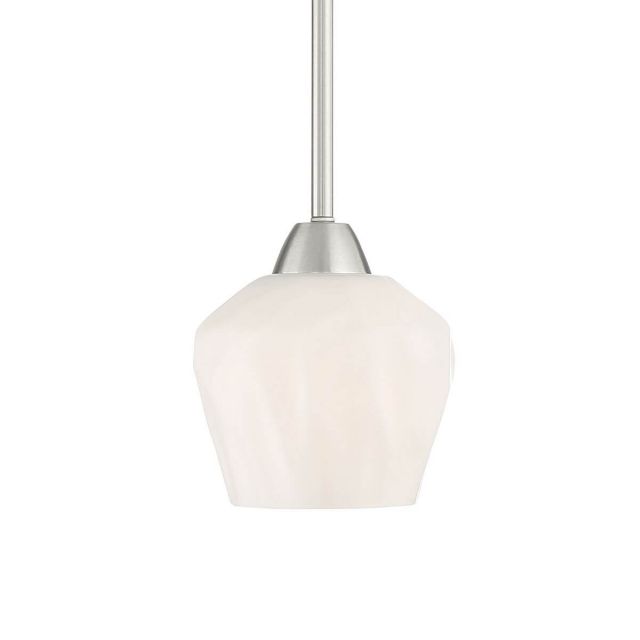 Minka Lavery 2171-84 Camrin 1 Light 6 inch Convertible Mini Pendant - Semi Flush Mount in Brushed Nickel with Etched Opal Glass