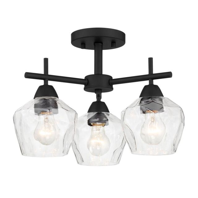 Minka Lavery 2172-66A Camrin 3 Light 16 inch Convertible Semi Flush - Chandelier in Coal with Clear Glass