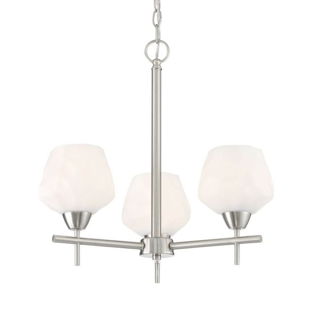 Minka Lavery Camrin 3 Light 19 inch Chandelier in Brushed Nickel with Etched Opal Glass 2173-84