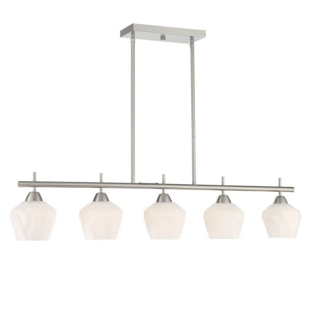 Minka Lavery Camrin 5 Light 40 inch Island Light in Brushed Nickel with Etched Opal Glass 2174-84