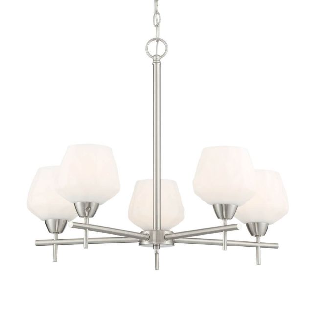 Minka Lavery Camrin 5 Light 25 inch Chandelier in Brushed Nickel with Etched Opal Glass 2175-84