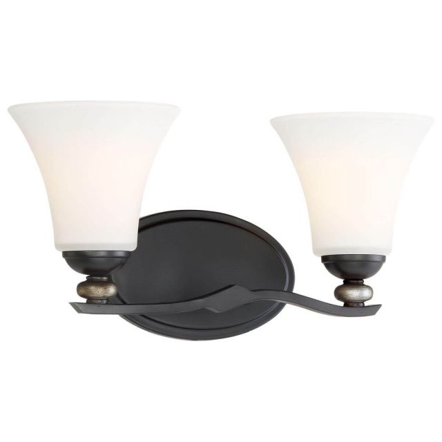 Minka Lavery Shadowglen 2 Light 16 inch Bath Light in Lathan Bronze-Gold Highlights with Etched White Glass 2282-589