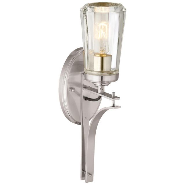 Minka Lavery Poleis 1 Light 16 Inch Tall Wall Sconce In Brushed Nickel With Clear Glass Shade 2301-84
