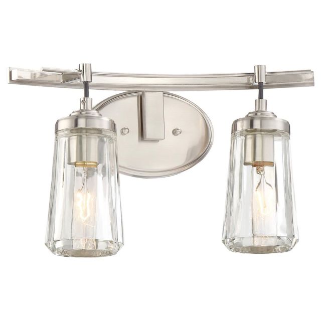 Minka Lavery Poleis 2 Light 16 Inch Bath Lighting In Brushed Nickel With Clear Glass Shade 2302-84