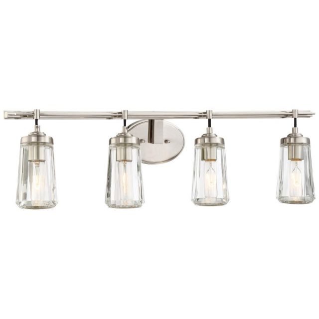 Minka Lavery Poleis 4 Light 32 Inch Bath Lighting In Brushed Nickel With Clear Glass Shade 2304-84