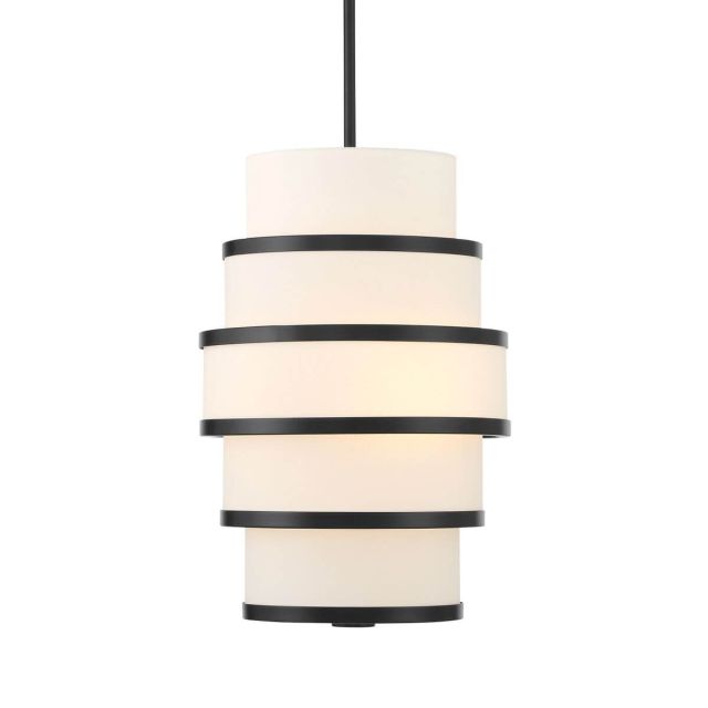 Minka Lavery 2441-66A Cascade 3 Light 12 inch Pendant in Coal with White Linen Shade